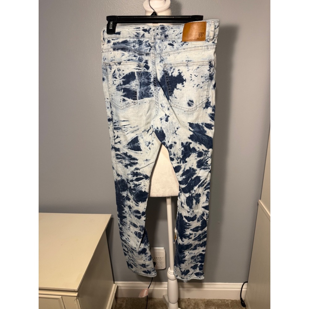 Waimea Mens Skinny Fit Distressed Tie Dye Camo Patch Jeans 18, Women 4-6 - Picture 4 of 8